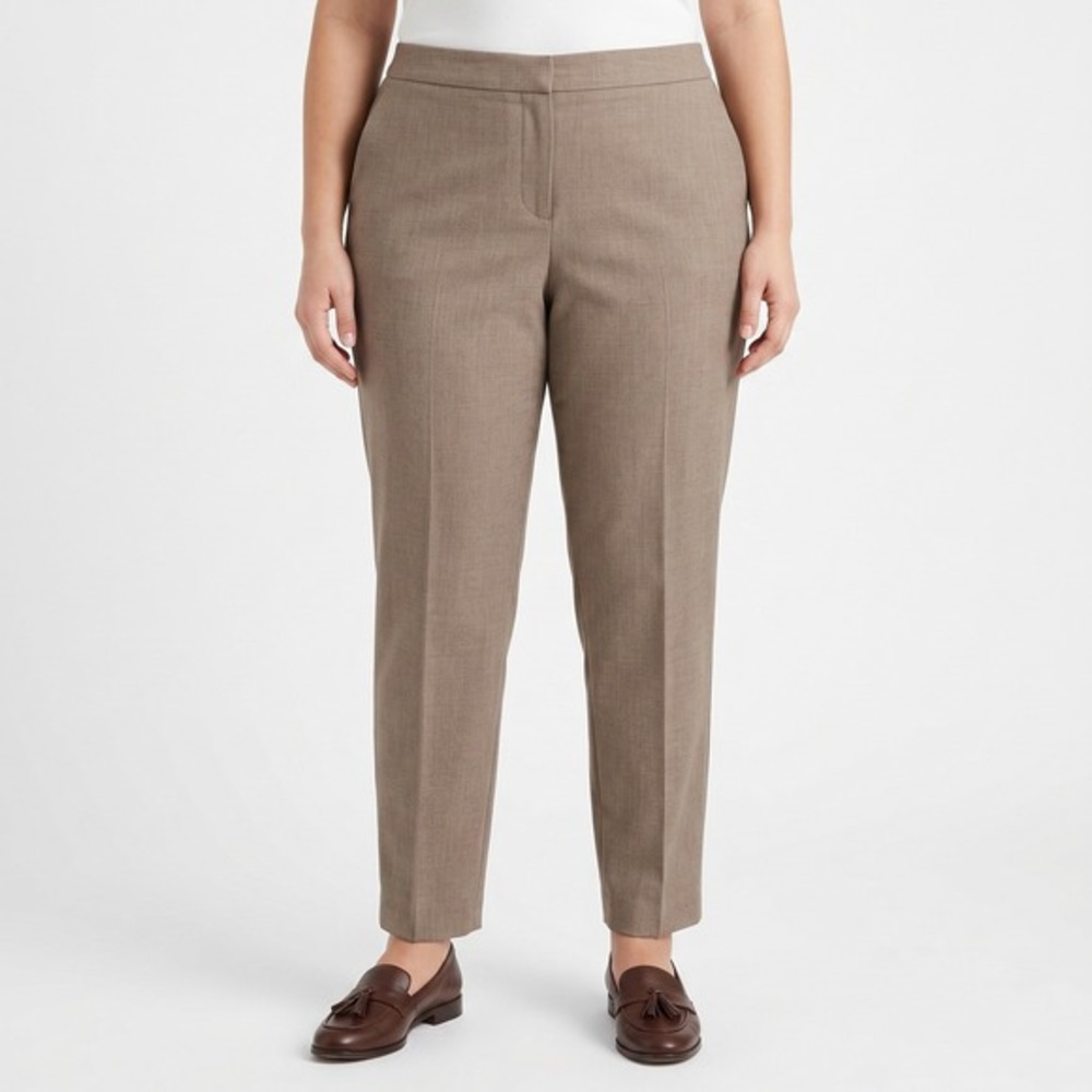 Soft by Avenue Women Beige Linen Blend‎ Straight Leg Dress Pants 16 Petite